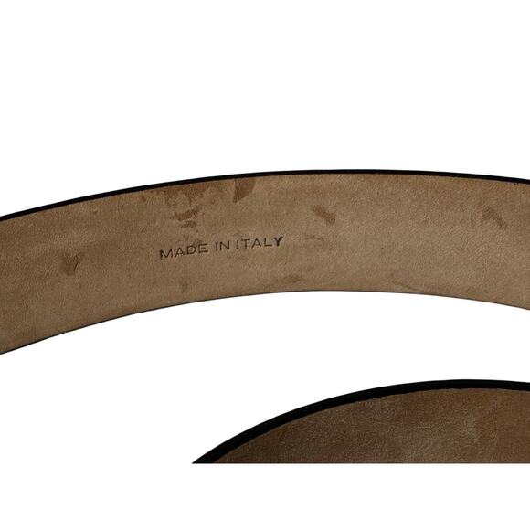Valentino Garavani Beige Leather Black V Logo Buckle Waist Belt Size 75/30 main image 6